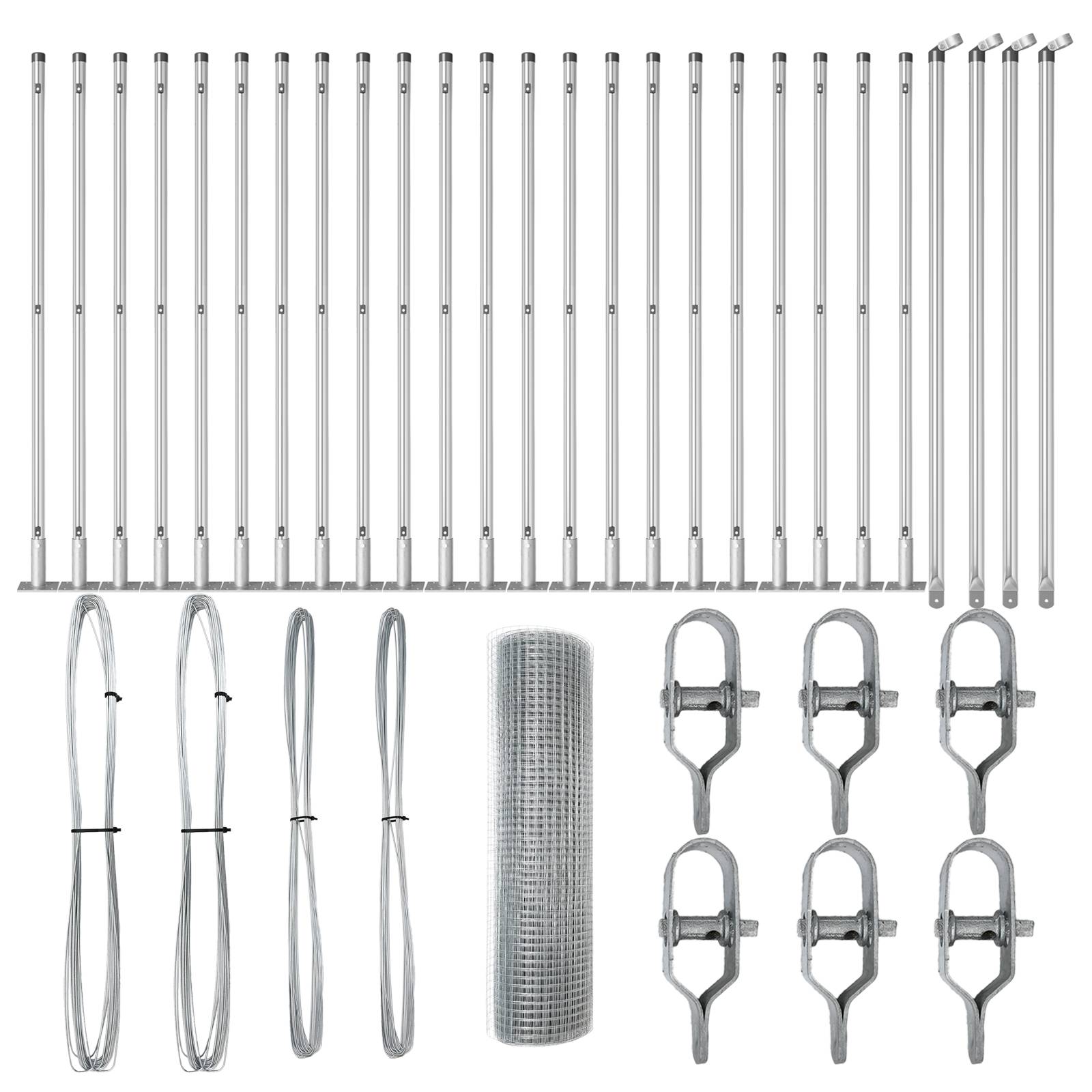 vidaXL Geschweißter Drahtzaun mit 13 Flanschpfosten 0.6x50 m verzinkter Stahl