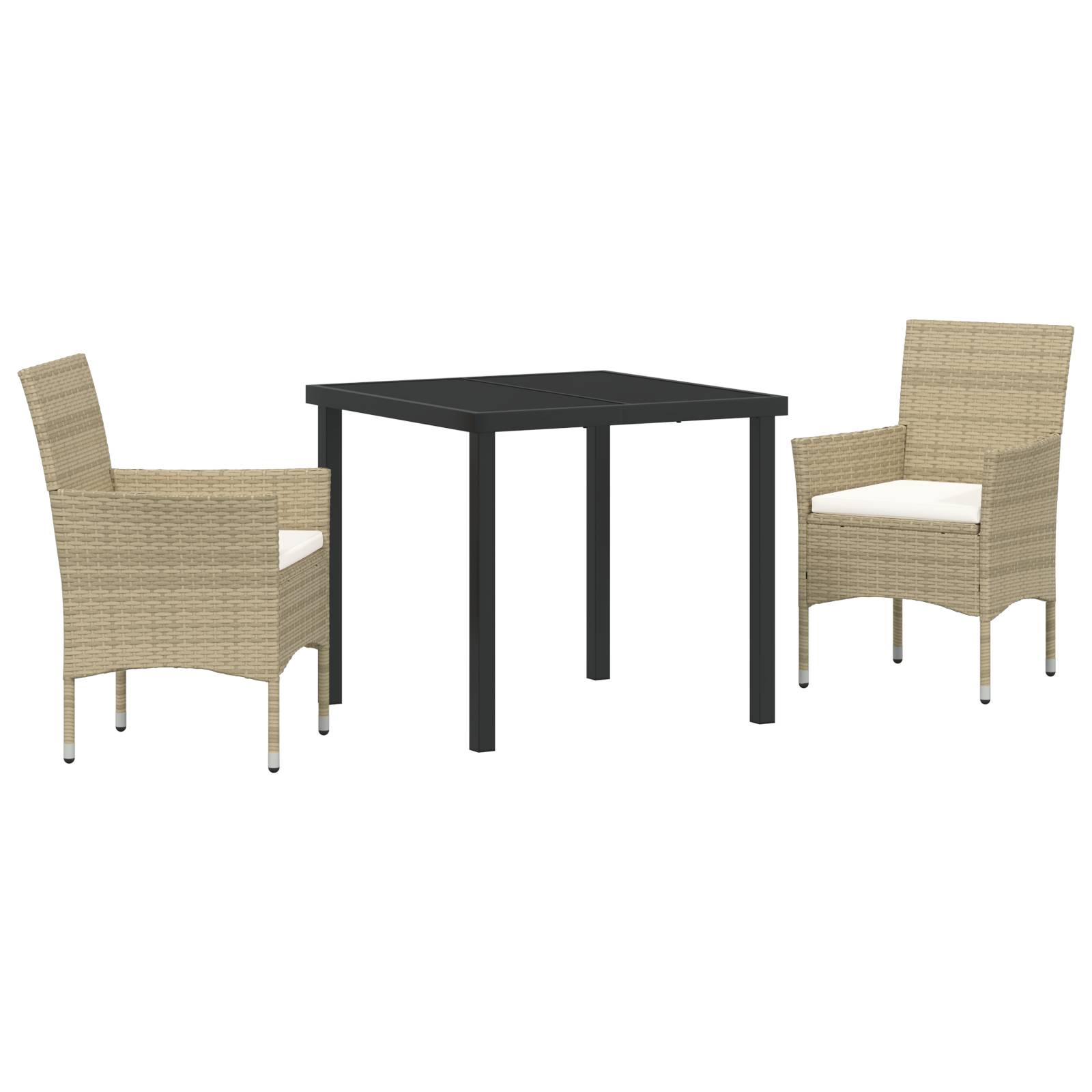 vidaXL 3-teiliges Garten-Essset Beige Poly Rattan