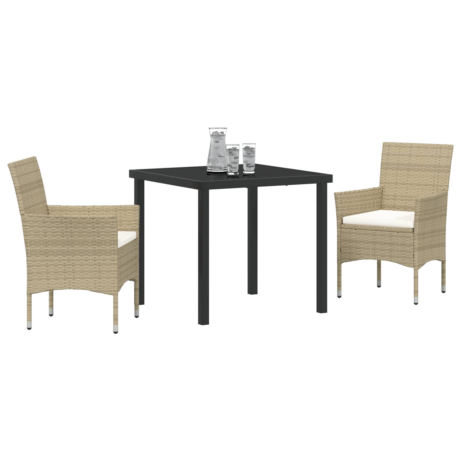 vidaXL 3-teiliges Garten-Essset Beige Poly Rattan