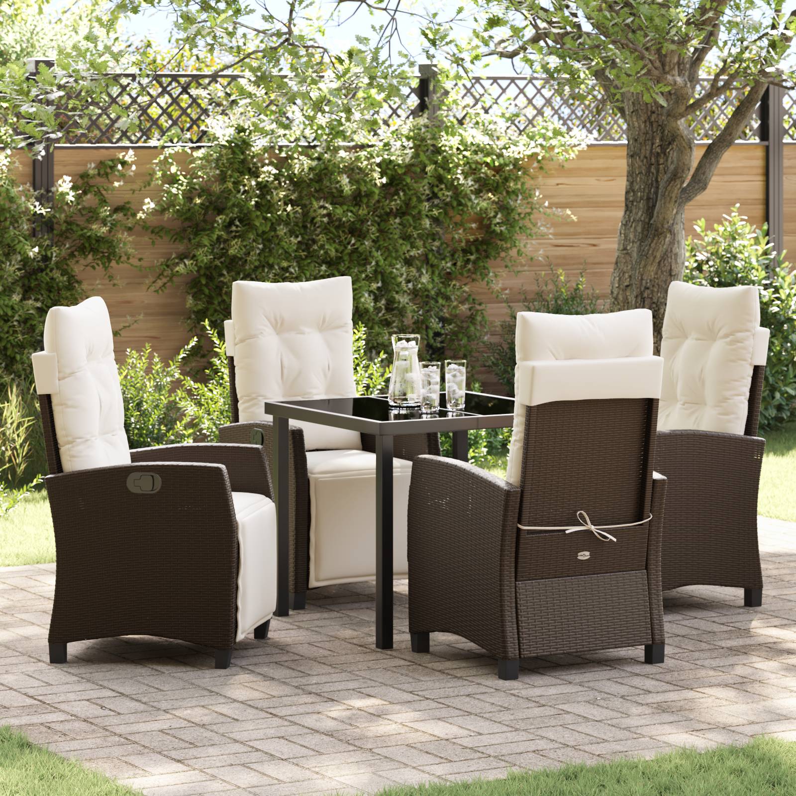 vidaXL 5-tlg. Garten-Essgruppe Braun Poly Rattan