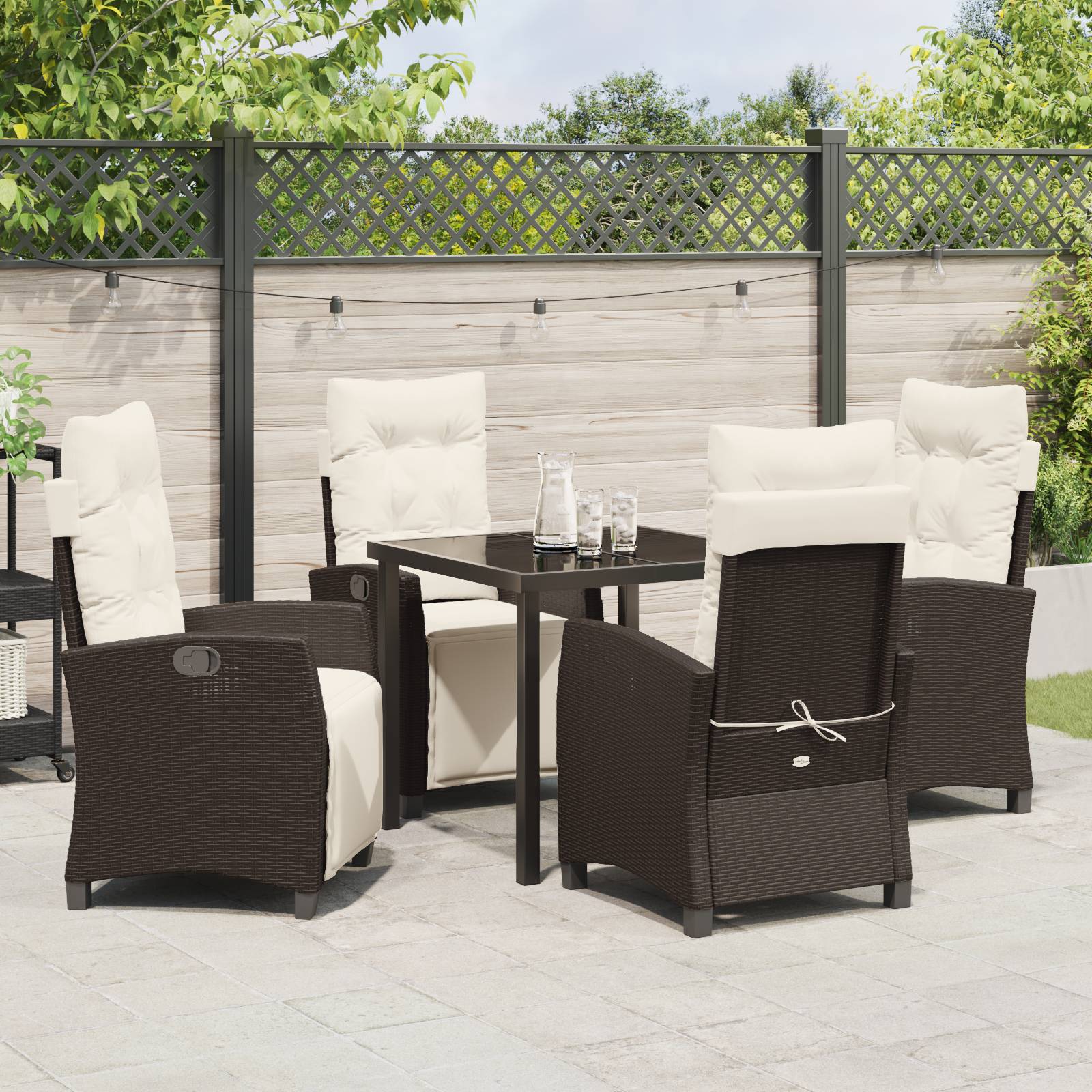 vidaXL 5-tlg. Garten-Essgruppe Braun Poly Rattan