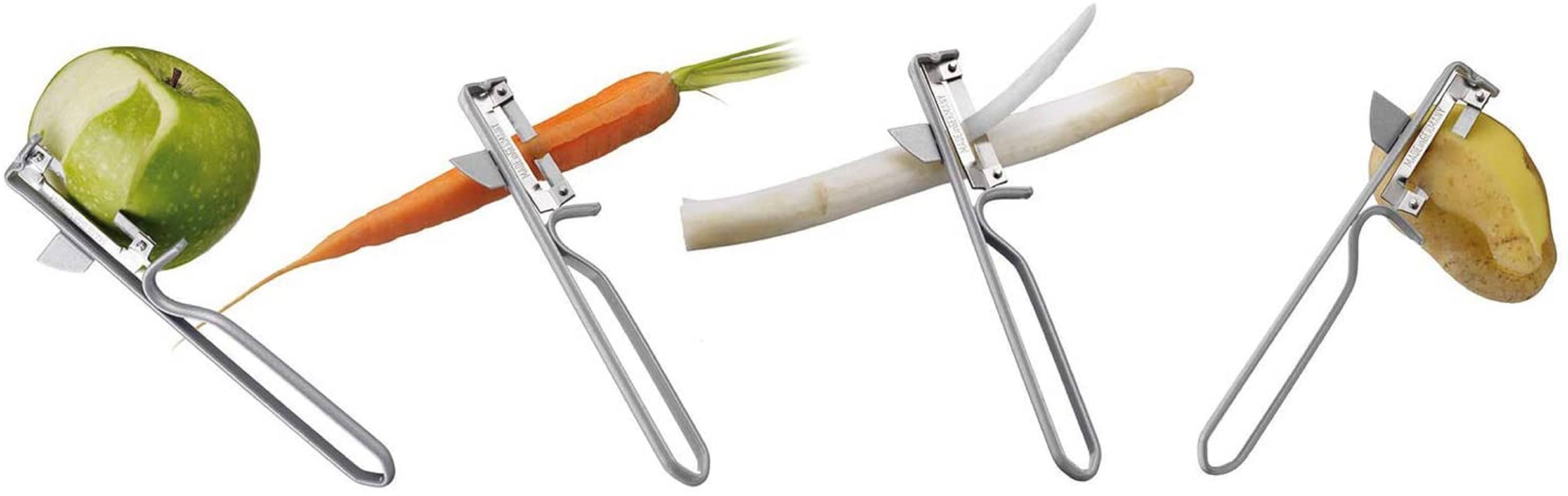 Westmark | Universal-Sparschäler mit geschärftem Ausstecher | Edelstahlklinge | Famos | Metall/Verchromt | 15,5 x 3,5 cm | perfekt für präzises Sc