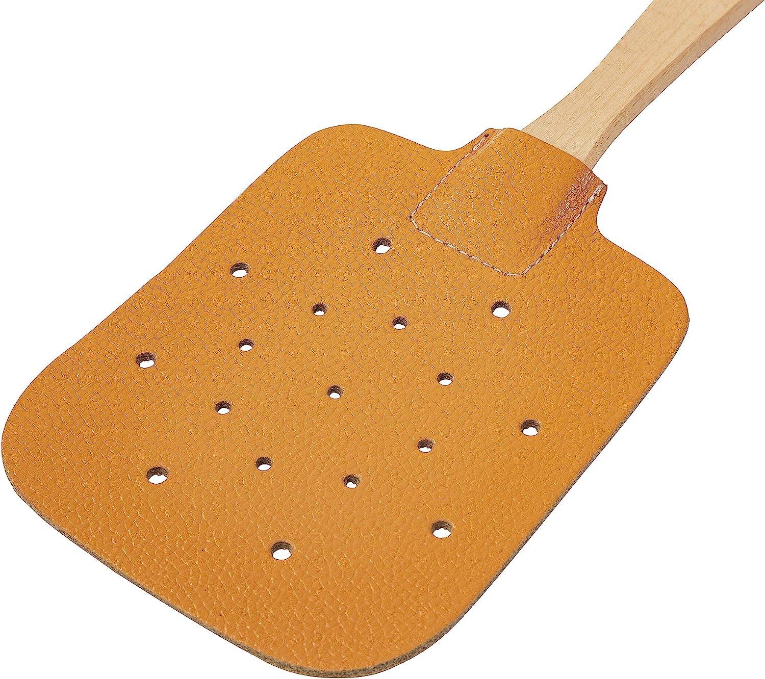 Neustanlo - Fliegenklatsche aus Holz und Leder - mit Spruch Das war´s du Biest!!! - extra stark - mit Holzstiel und Lederband - 47,5 cm