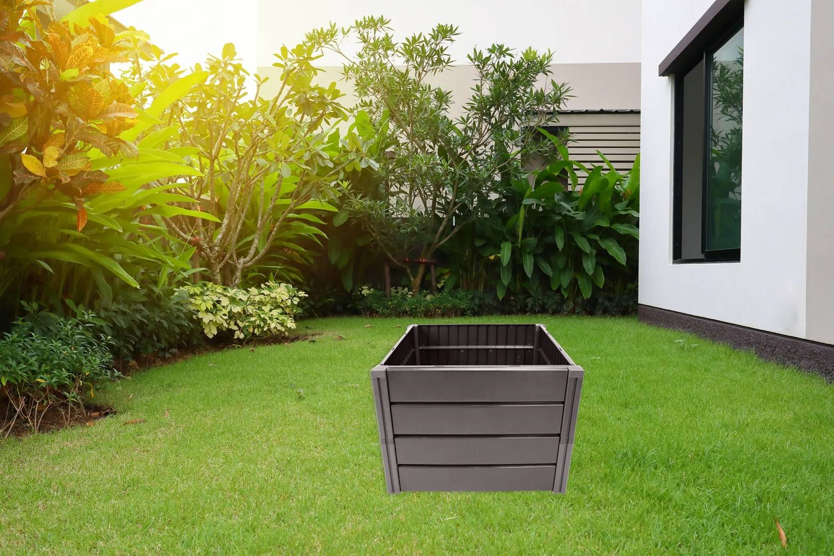 KHW | Hochwertiges Hochbeet | Demeter M | platzsparend | 82 × 82 × 61 cm - 336 Liter | ideal für Urbane Gärten | nachhaltiges Gärtnern | fördert