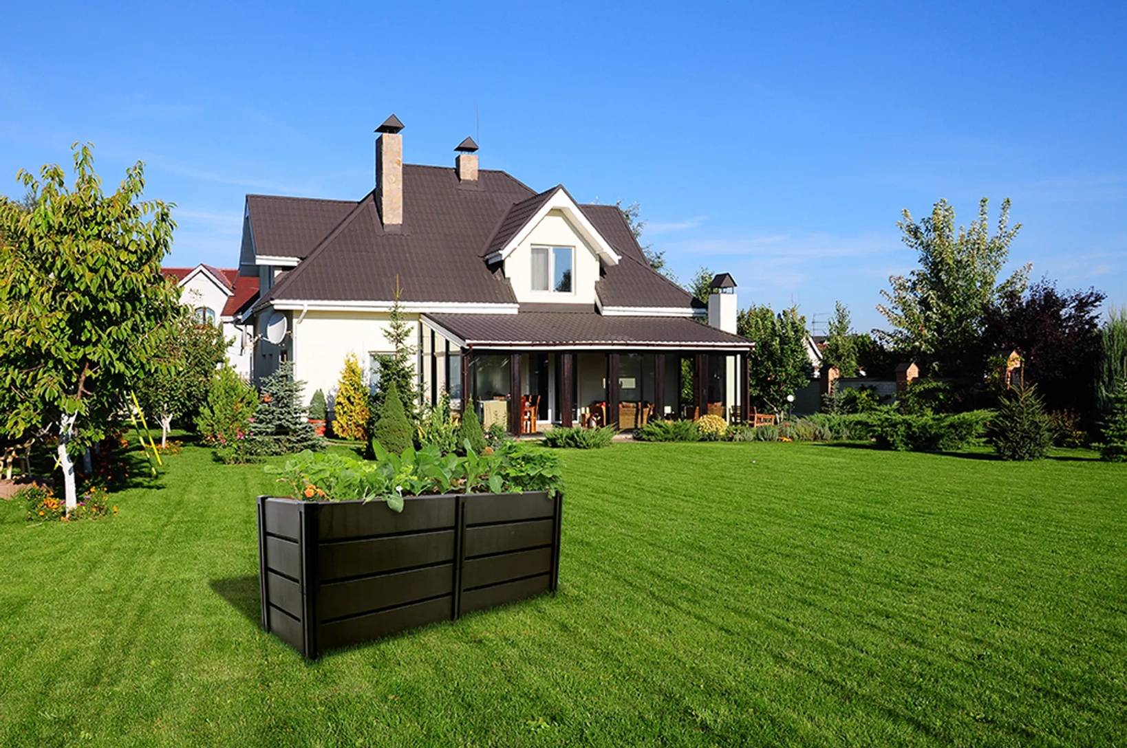 KHW | Hochwertiges Hochbeet | Demeter XL | schmal | platzsparend | 158 × 44 × 61 cm - 392 Liter | ideal für Urbane Gärten | nachhaltiges Gärtnern