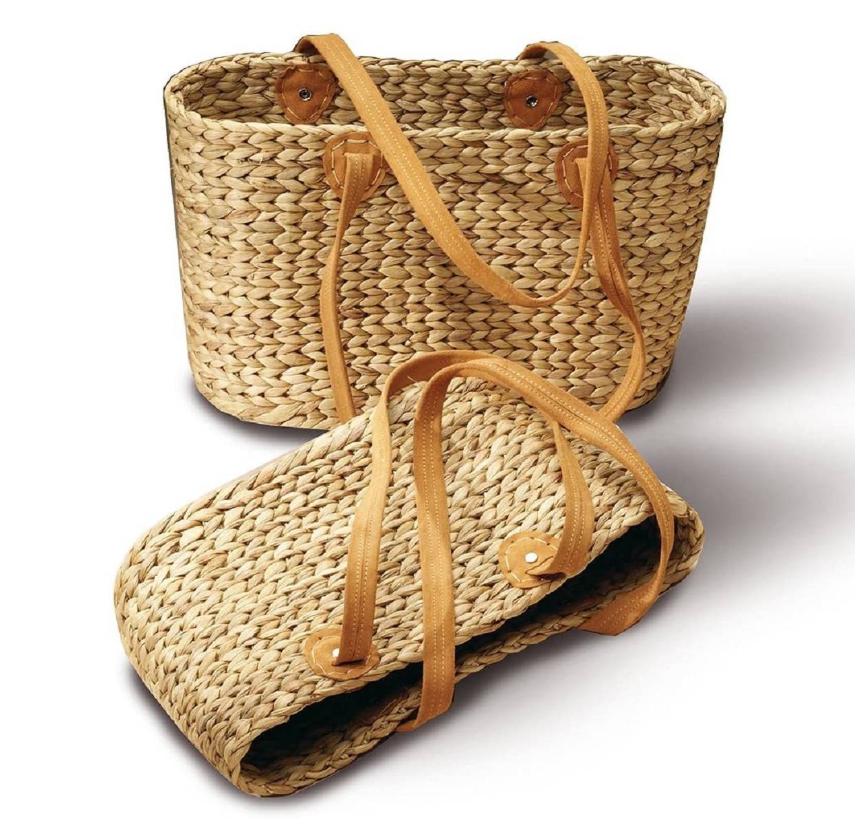 Adam Schmidt | Einkaufstasche/Einkaufskorb 1 STK, aus Wasserhyazinthe (Oval groß Langer Henkel)