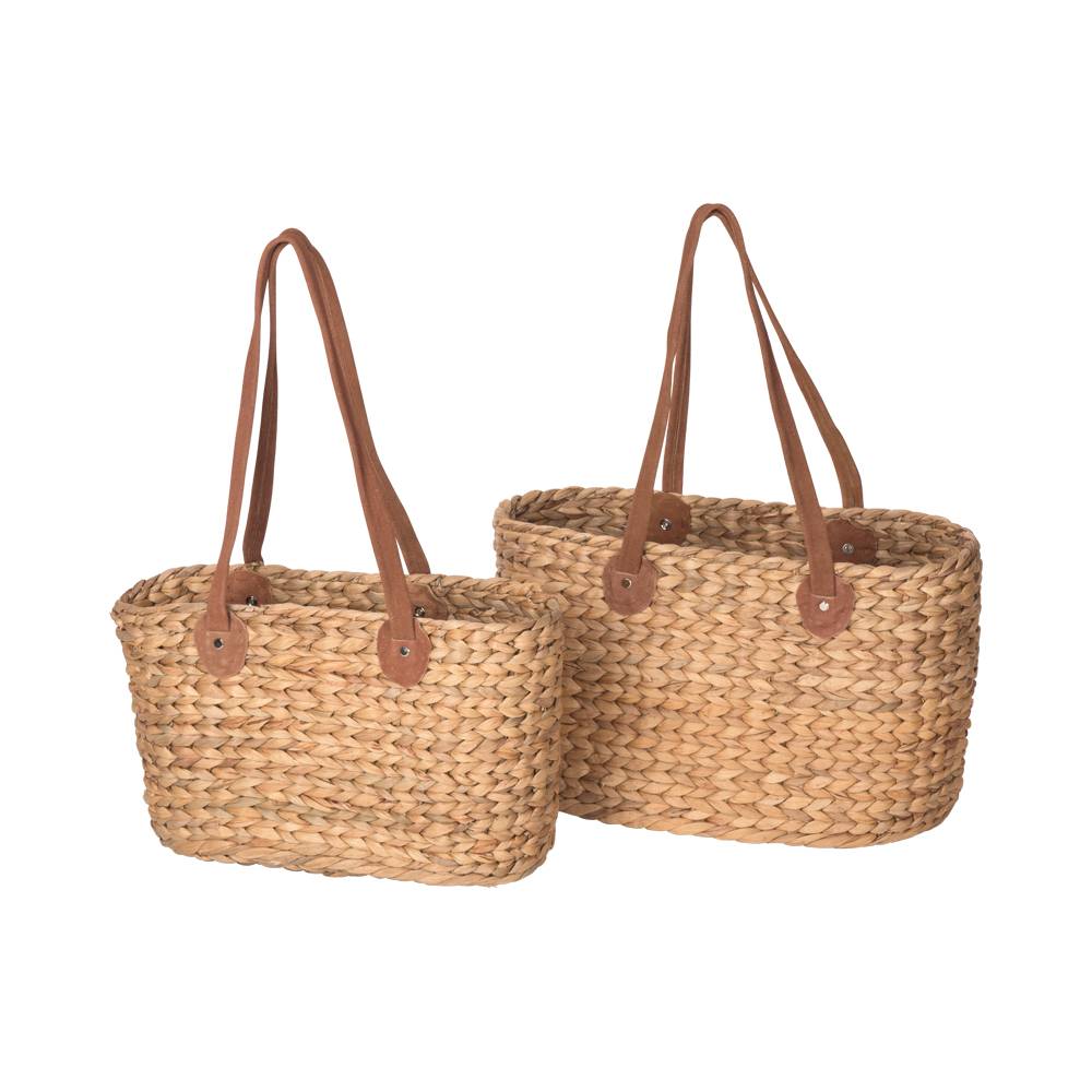 Adam Schmidt | Einkaufstasche/Einkaufskorb 1 STK, aus Wasserhyazinthe (Oval klein, Langer Henkel)