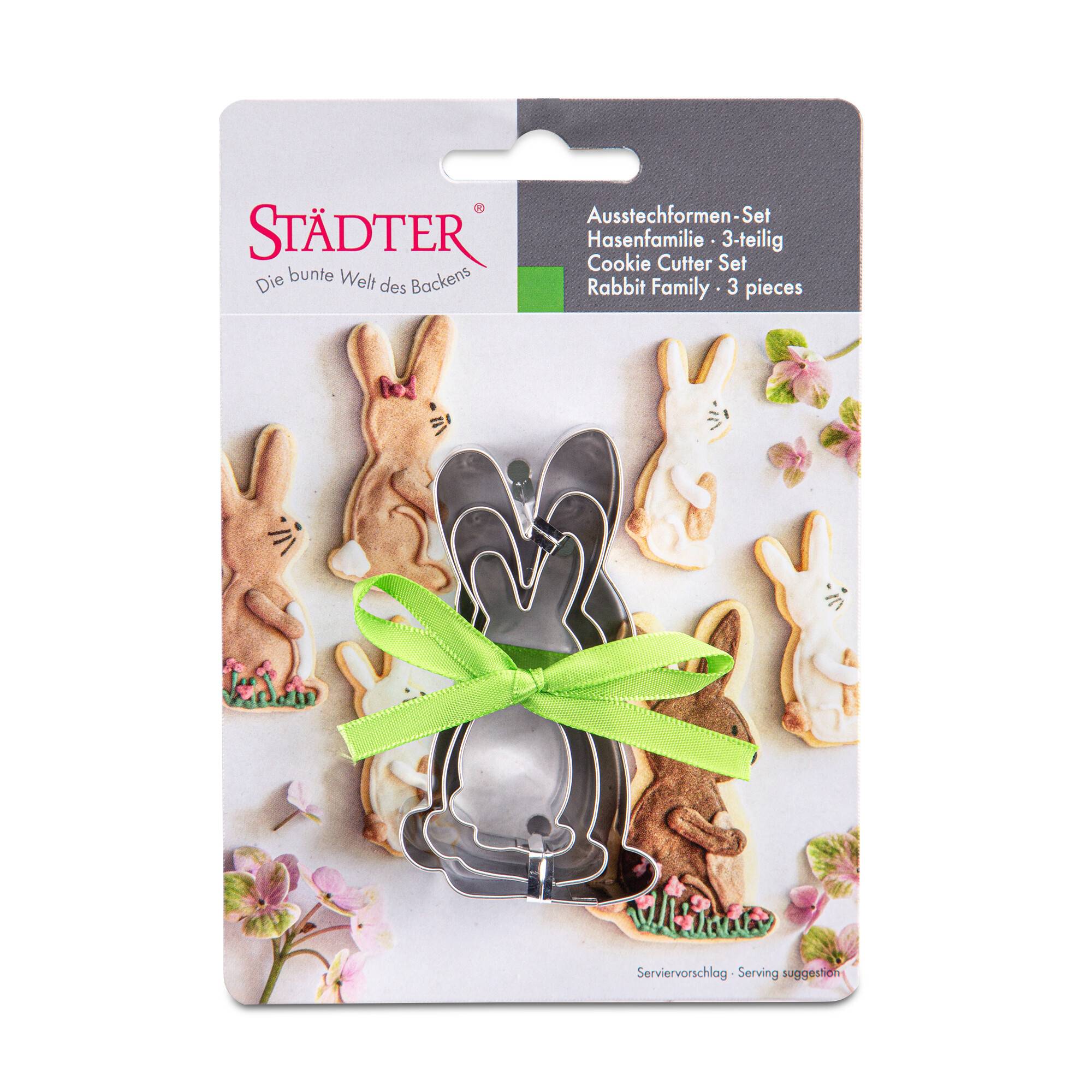 Städter - Premium Ausstechform - Hasenfamilie 3-tlg - Einzigartiger Ausstecher - Perfekt für Kreative Backkreationen für Ostern