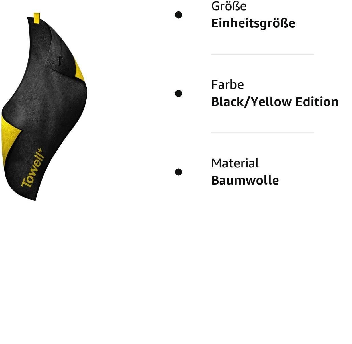 STRYVE | Towell + | Sporthandtuch mit Tasche und Magnetclip | Black and Yellow Edition | ideal für Fitnessstudios | bekannt aus Die Höhle der Löwen