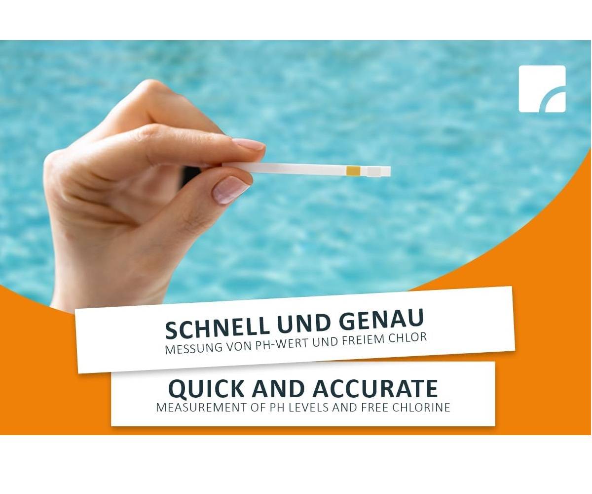 Steinbach | Quicktest Streifen Kit inkl. Dosierschwimmer Mini | 12,5 cm Ø | bis zu 20 g Tablettengröße | für sauberes und kristallklares Poolwasse
