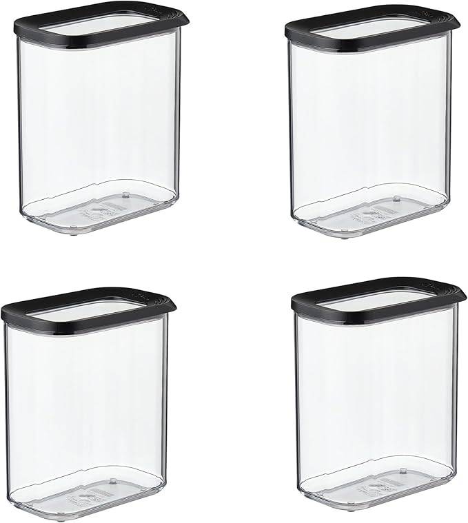 Mepal | Vorratsdosen Spar-Set 4-tlg. | Modula 1500 ml | Frischhaltedosen | ideal für trockene Lebensmittel | Nordic Black