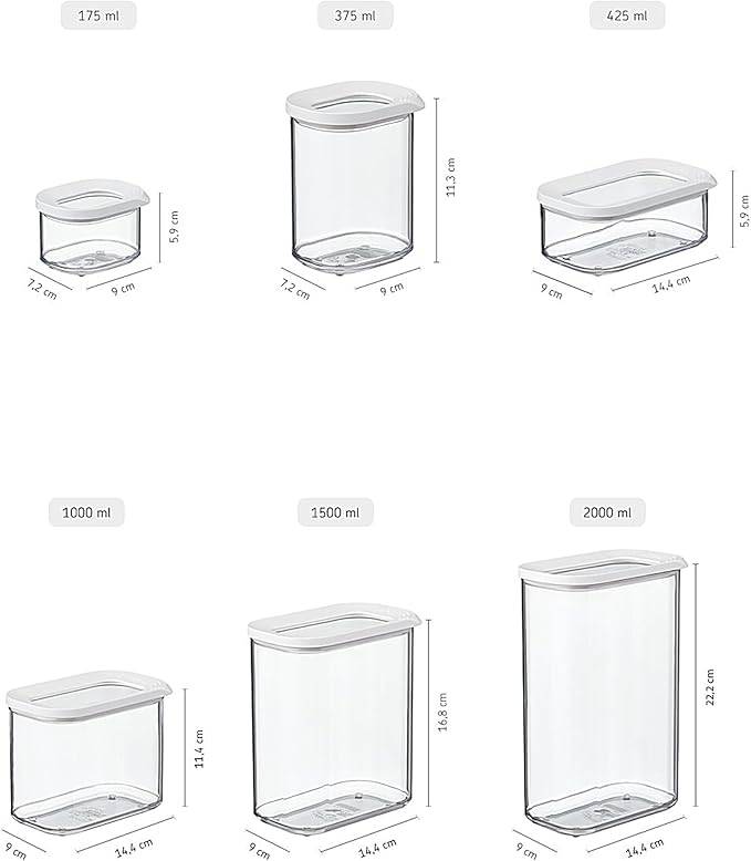 Mepal | Vorratsdosen Spar-Set 4-tlg. | Modula 1500 ml | Frischhaltedosen | ideal für trockene Lebensmittel | Nordic Black