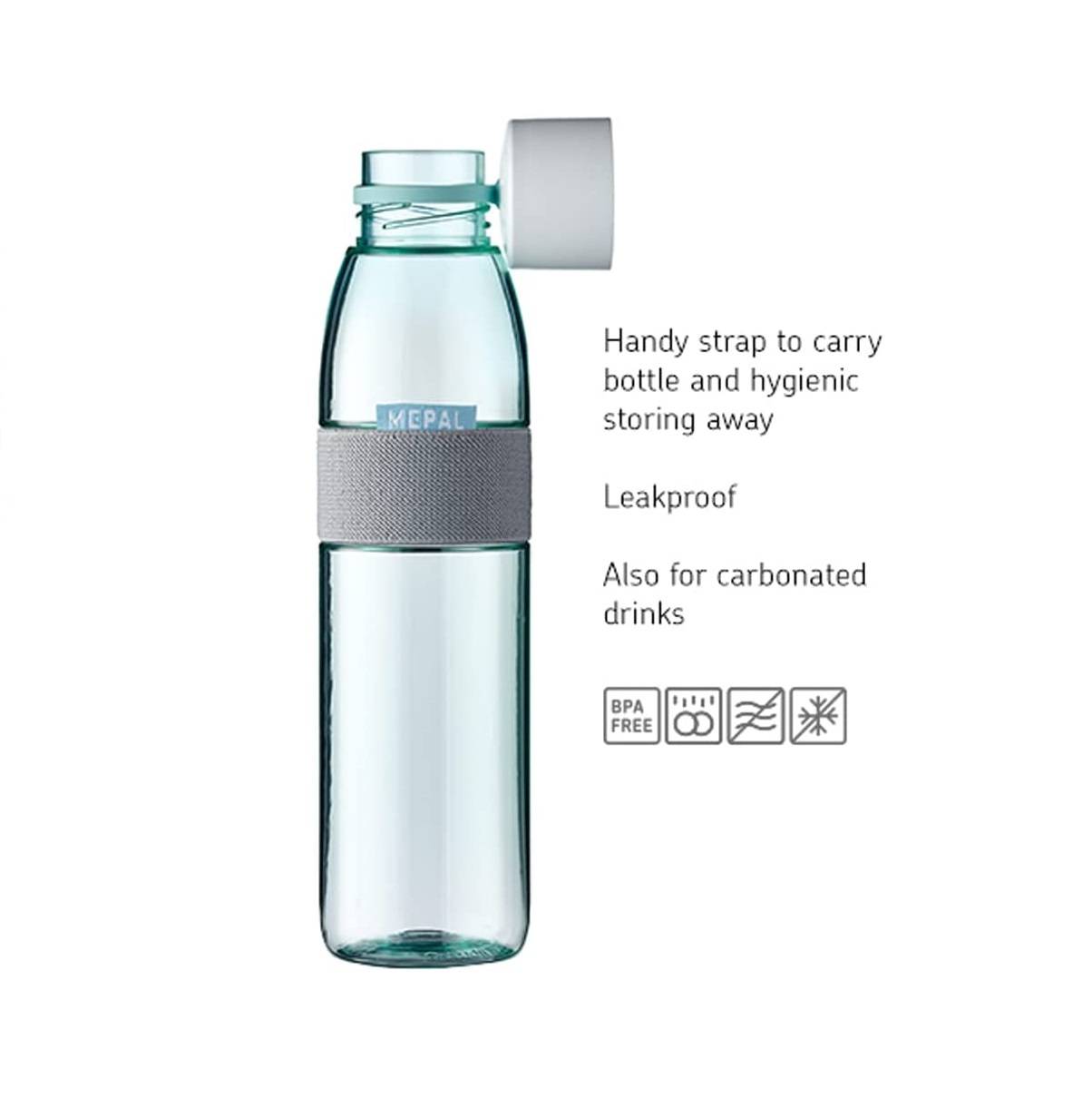 Mepal Trinkflasche 700 ml Ellipse Flasche Sportflasche Getränkebehälter Nordic Black