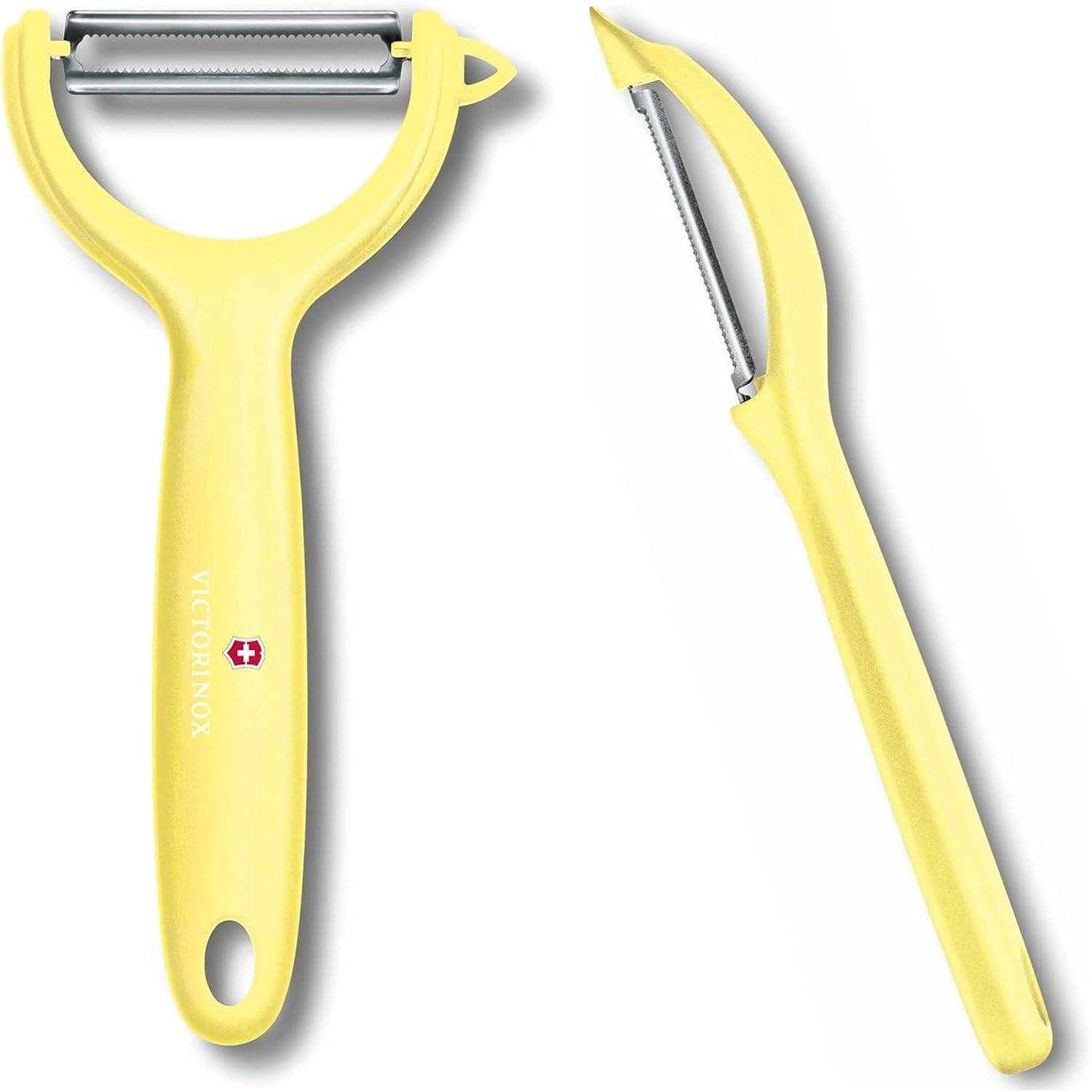 Victorinox | Universalschäler Duo Pack | extra scharf | Zackenschliffklinge | zweischneidig | ergonomischer Griff | Limited Edition Hellgelb