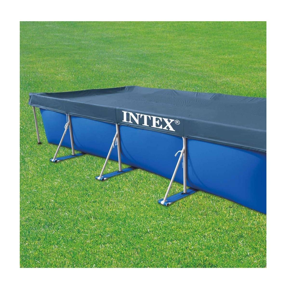 Intex Poolplane 450x220cm Abdeckplane Poolabdeckung Plane Pool Abdeckung Frame