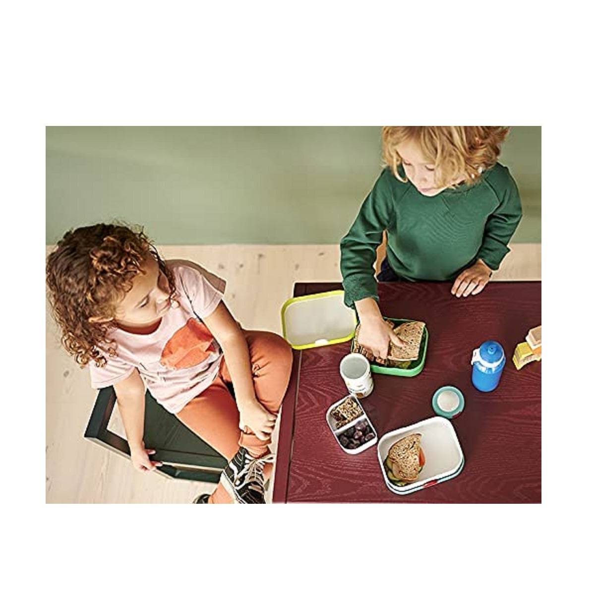 Mepal Pausenset Campus Türkis – Trinkflasche und Brotdose mit Bento-Einsatz – ideal für Schule und Freizeit – spülmaschinenfest, ABS, 0 mm, 2