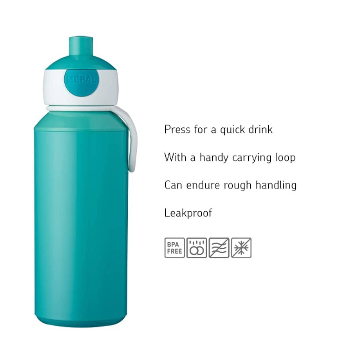 Mepal Pausenset Campus Türkis – Trinkflasche und Brotdose mit Bento-Einsatz – ideal für Schule und Freizeit – spülmaschinenfest, ABS, 0 mm, 2