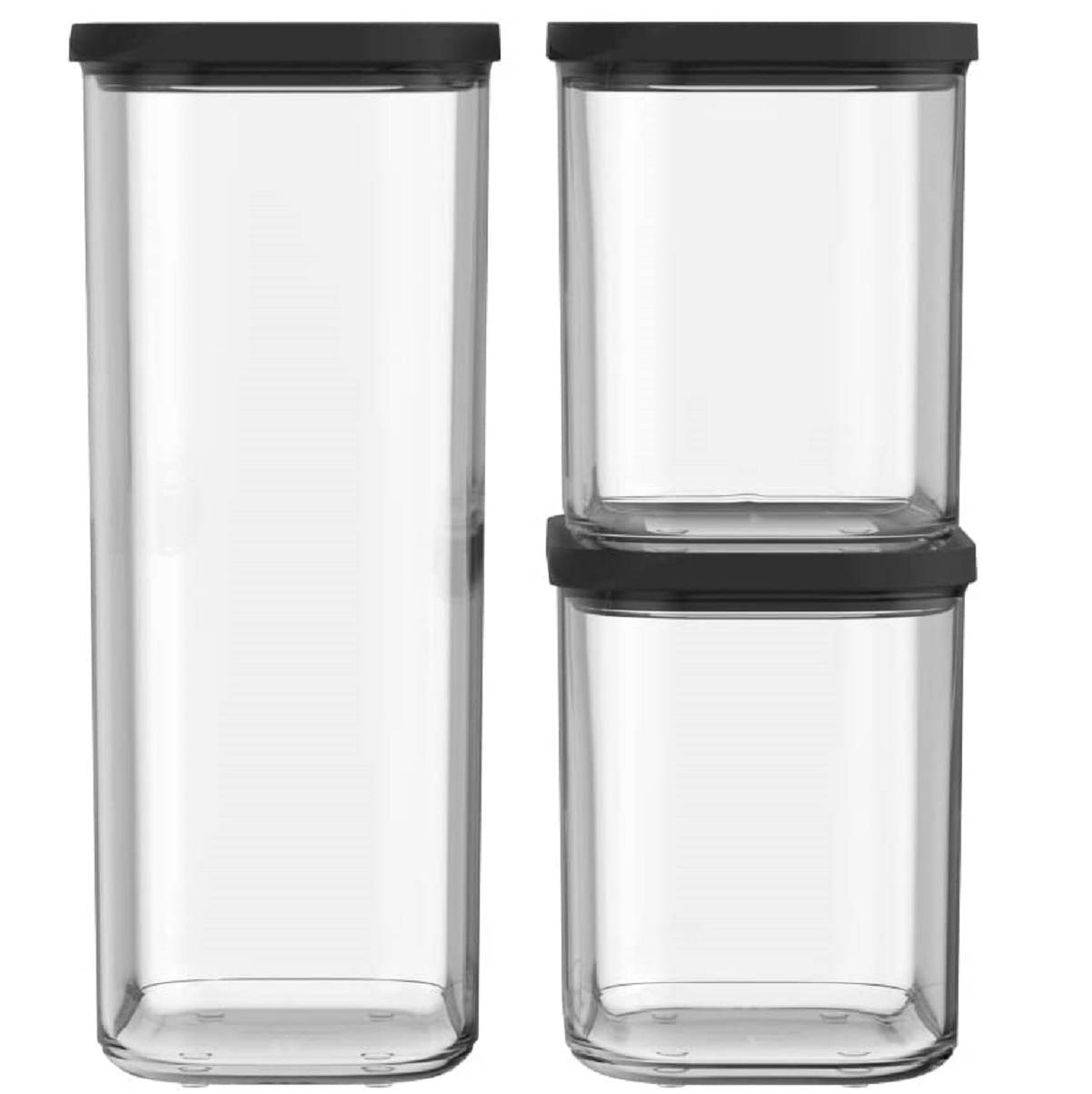 Mepal | Modula Vorratsdosen-Set 3-teilig | praktisches Starter-Set | ideal für trockene Lebensmittel | spülmaschinenfest | elegante schwarze Akzente