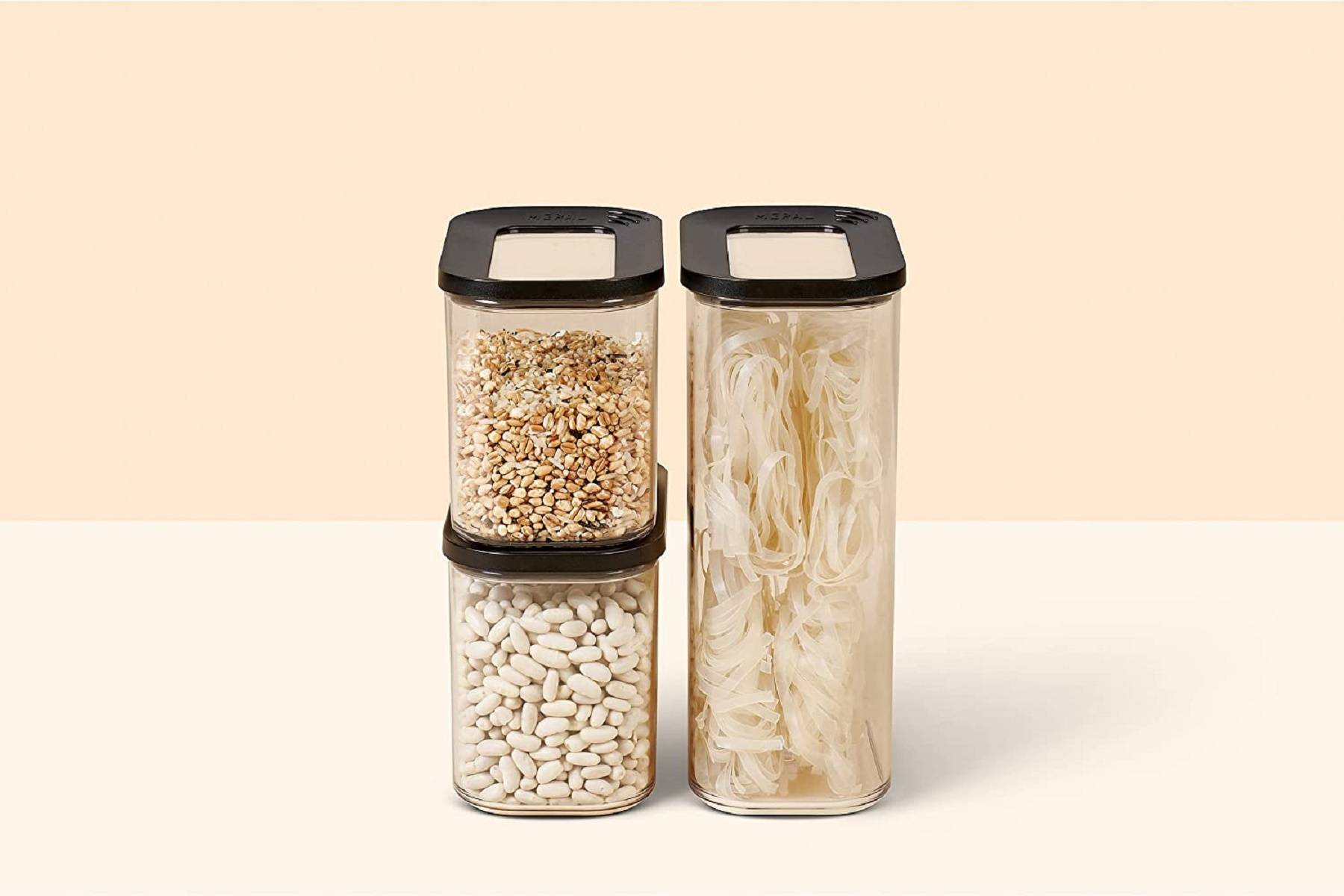 Mepal | Modula Vorratsdosen-Set 3-teilig | praktisches Starter-Set | ideal für trockene Lebensmittel | spülmaschinenfest | elegante schwarze Akzente