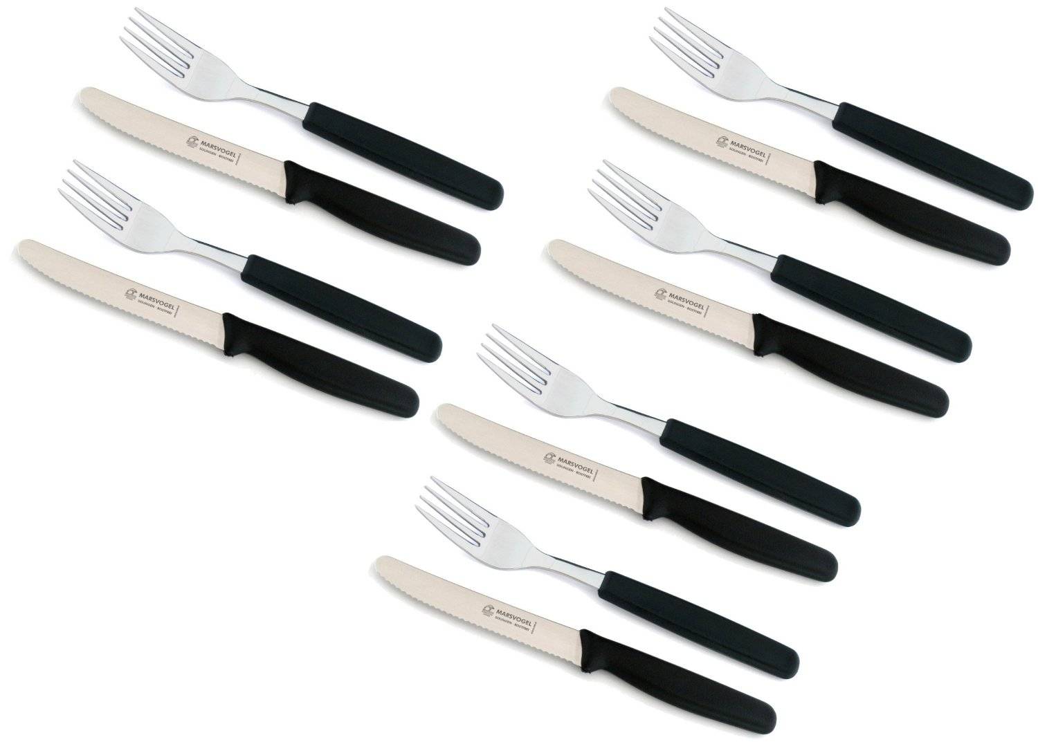 Marsvogel Solingen | 12-tlg. Besteck Set PP schwarz | zeitloses Design | langlebige Qualität | ideal für jeden Tisch