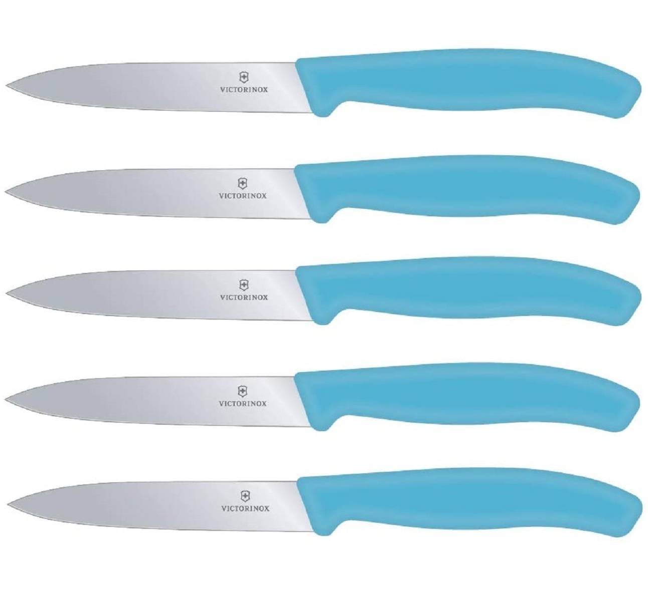 Victorinox | Swiss Classic Gemüsemesser Set | 5-teilig | karibikblau | ideal für Tomaten & Gemüse | langlebige Schärfe | ergonomische Griffe