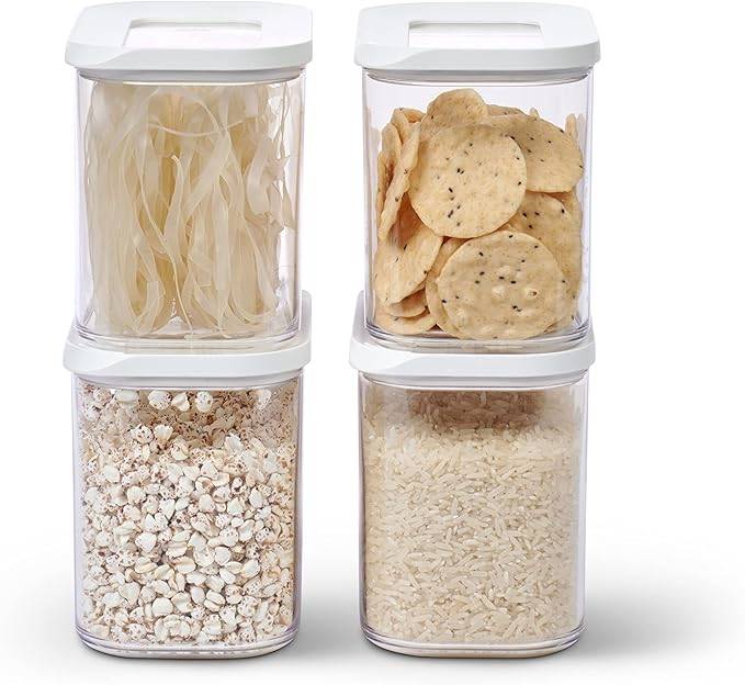 Mepal | Vorratsbehälter Modula 4er Set | Aufbewahrungsboxen mit Deckel | Küchenorganizer & Vorratsboxen | Stapelbar & Luftdicht | 4 x 1000 ml | Wei?