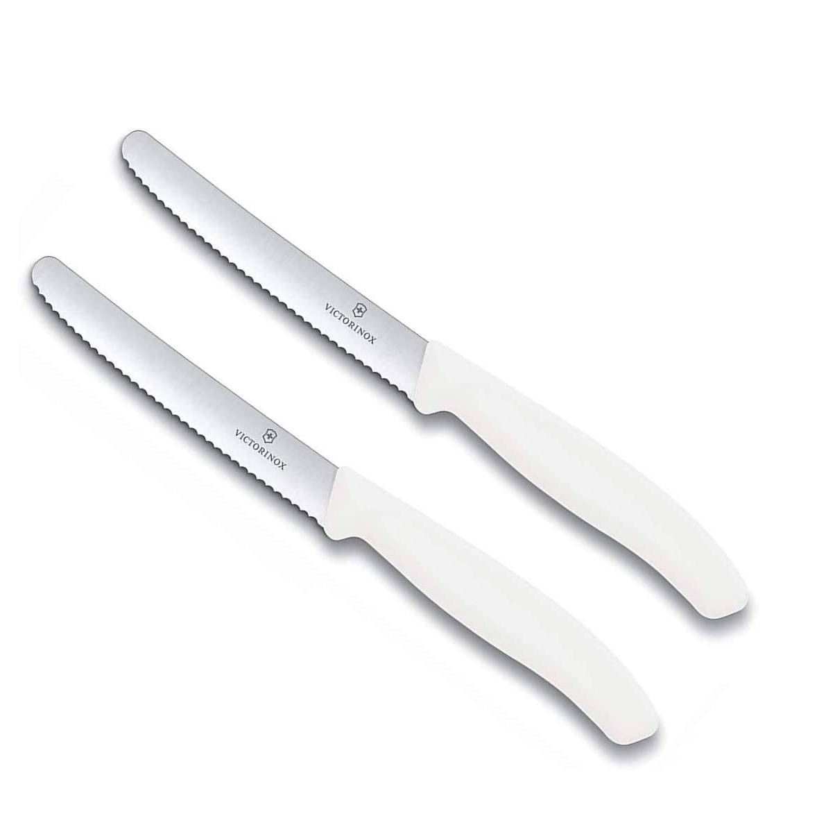 Küchenmesser-Set weiß, mit Wellenschliff