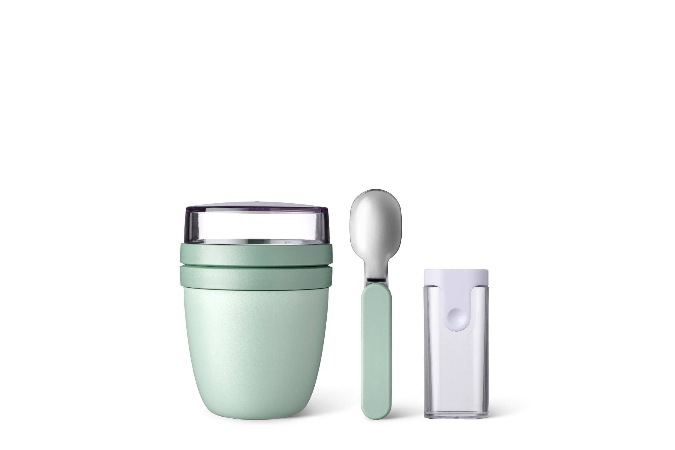 Mepal | Klapplöffel Set mit Lunchpot Ellipse | praktisches Design für Joghurt & Müsli | gefrier- mikrowellen- & spülmaschinengeeignet | Nordic Sag
