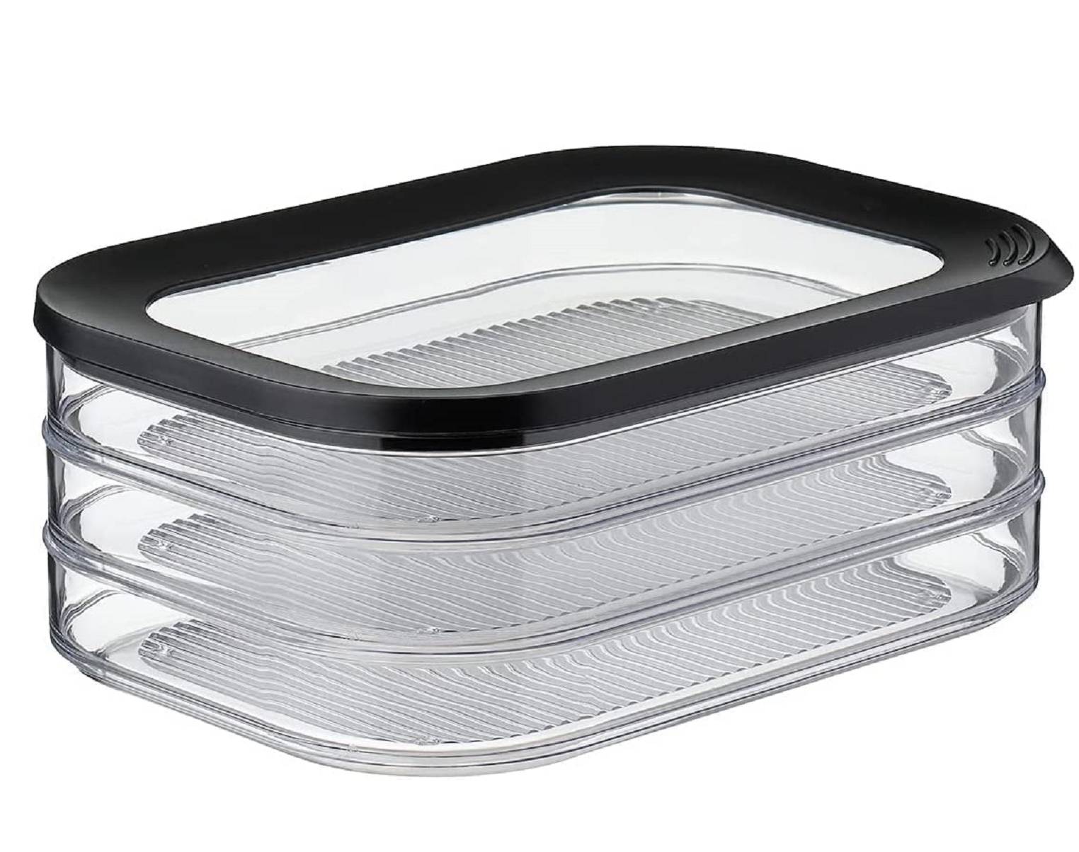 Mepal | Modula Aufschnittdose 3-lagig | 3x 550 ml | schwarz | Kühlschrank Aufbewahrung für Wurst und Fleischwaren | 3 separate Behälter
