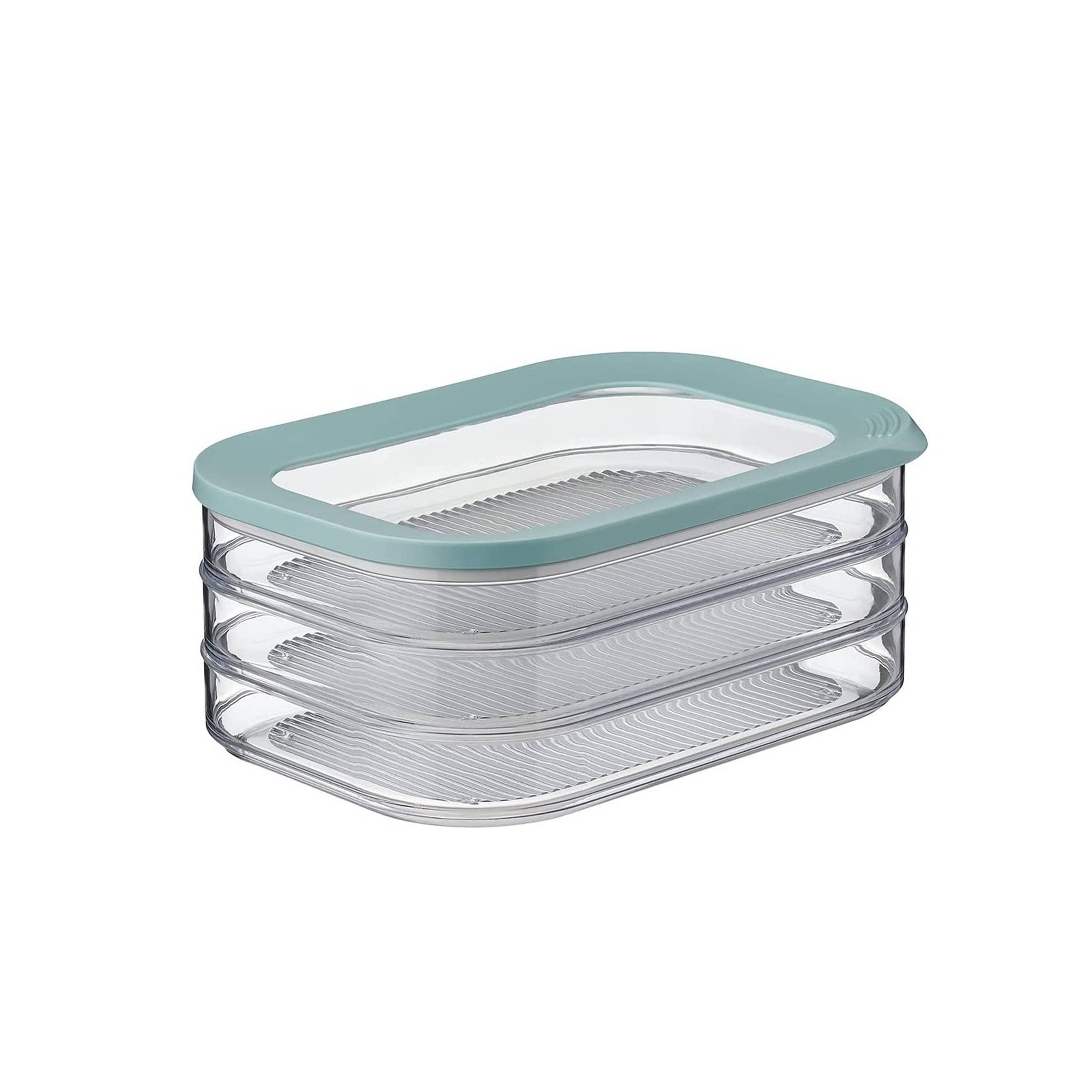 Mepal | Modula 3-lagig | Nordic Green | 1650 ml Aufschnittdose für Wurst & Fleischwaren | 3 separate Behälter | Spülmaschinenfest