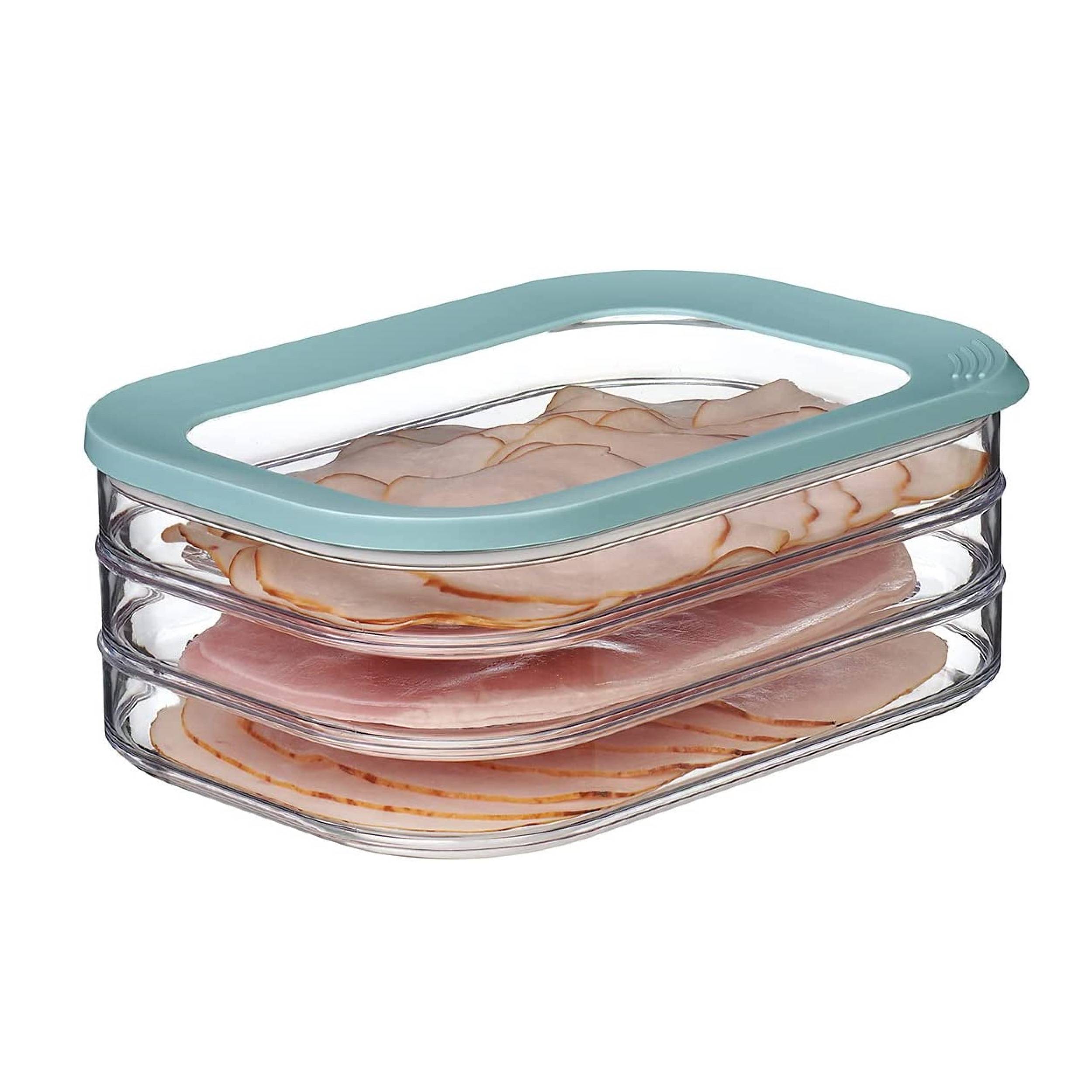 Mepal | Modula 3-lagig | Nordic Green | 1650 ml Aufschnittdose für Wurst & Fleischwaren | 3 separate Behälter | Spülmaschinenfest