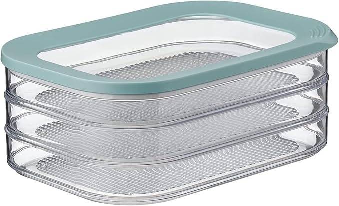 Mepal | Vorratsbehälter Wurstwaren Modula 3-lagig | Kühlschrank - Vorratsbox mit Deckel | Geeignet zur Aufbewahrung von Fleischprodukten | Vorratsbo