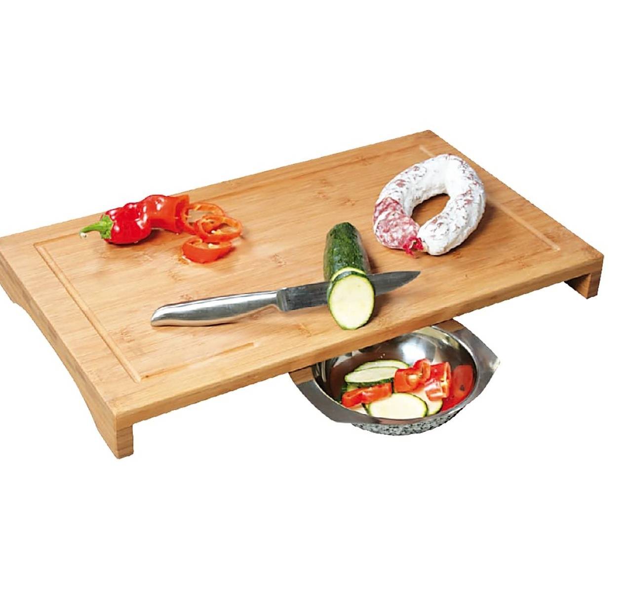 Kesper | Schneide- und Abdeckplatte | Bambus | 54 x 28 x 4 cm | robust mit Saftrinne | vielseitig als Schneidunterlage oder Servierbrett