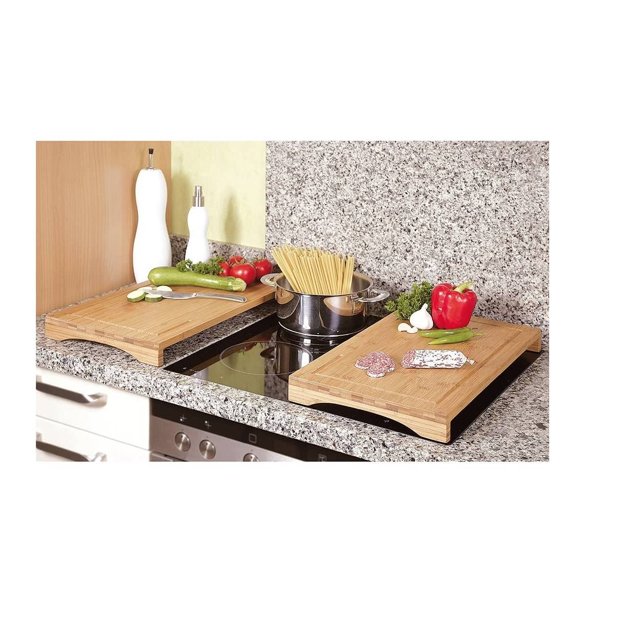 Kesper | Schneide- und Abdeckplatte | Bambus | 54 x 28 x 4 cm | robust mit Saftrinne | vielseitig als Schneidunterlage oder Servierbrett