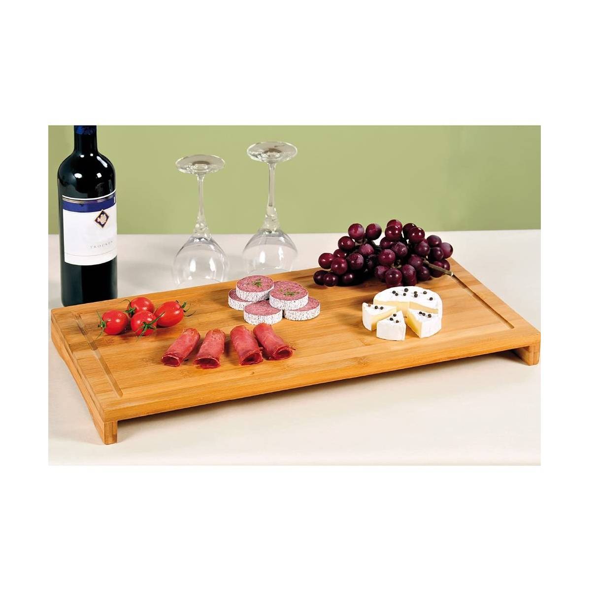 Kesper | Schneide- und Abdeckplatte | Bambus | 54 x 28 x 4 cm | robust mit Saftrinne | vielseitig als Schneidunterlage oder Servierbrett