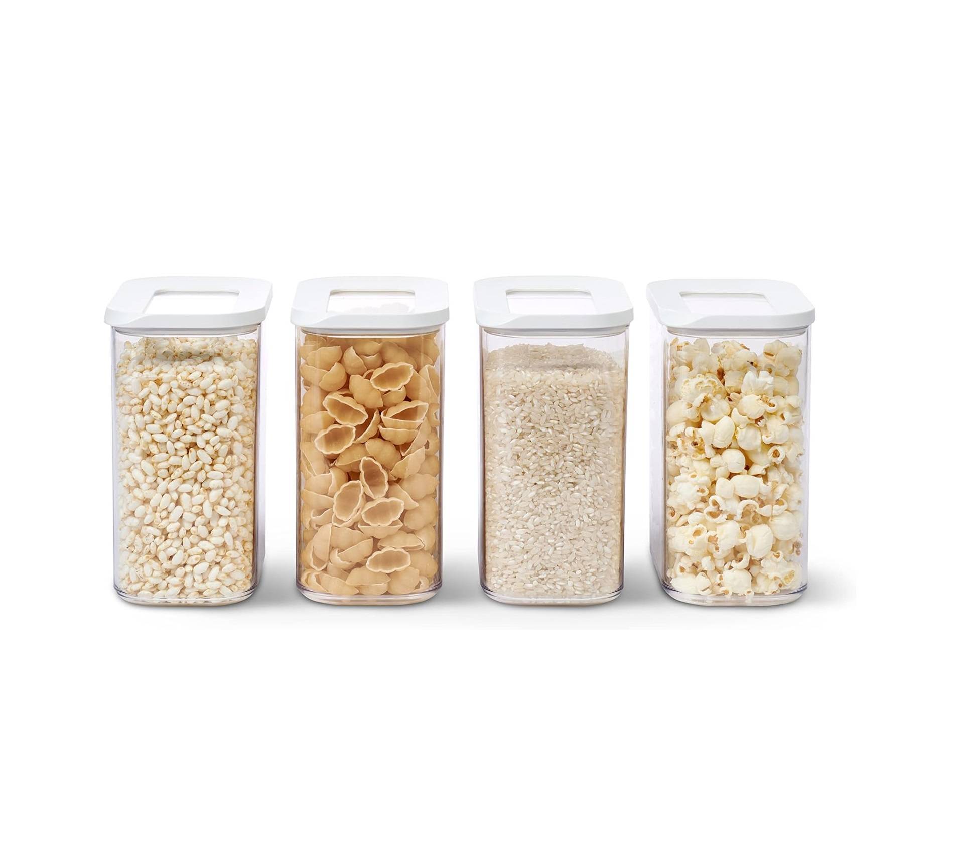 Mepal | Modula Set – 4-teilig | Aufbewahrungsboxen mit Deckel | Küchenorganizer & Vorratsboxen | stapelbar & luftdicht | 4 x 1500 ml | White