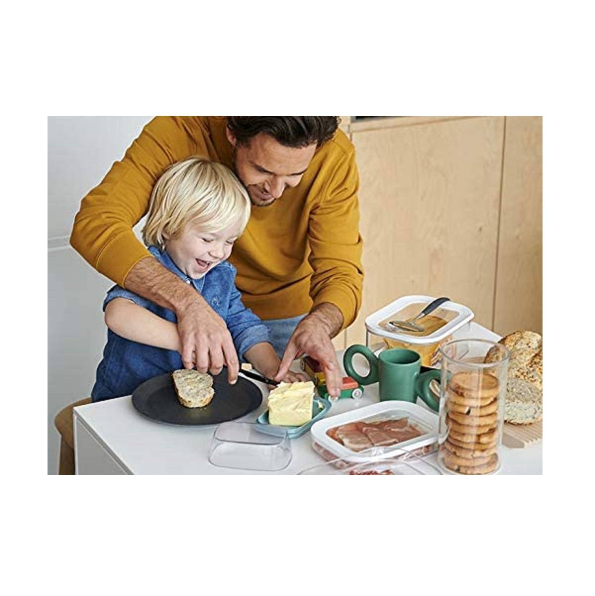 Mepal | Modula Aufschnitt Kühlschrankdosen-Set | 3-teiliges Set | 550 ml pro Dose | transparente Deckel mit weißem Rand | stapelbar & platzsparend