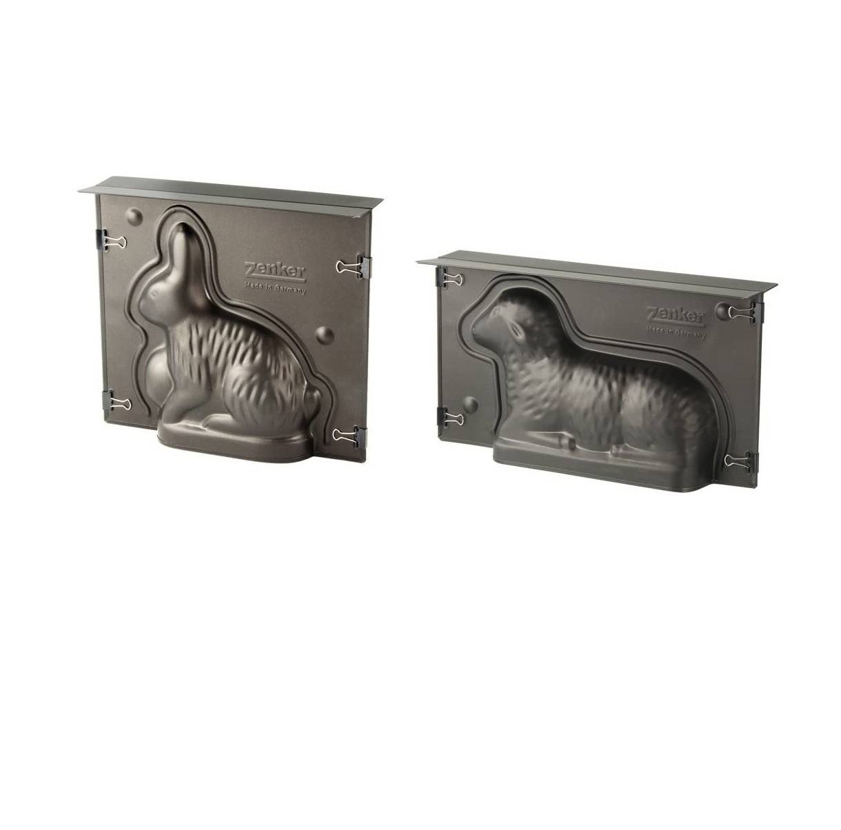 Zenker | Osterbackformen Hase & Lamm | Antihaftbeschichtung | ideal für Ostern | Farbe: Silber | 2-teiliges Set