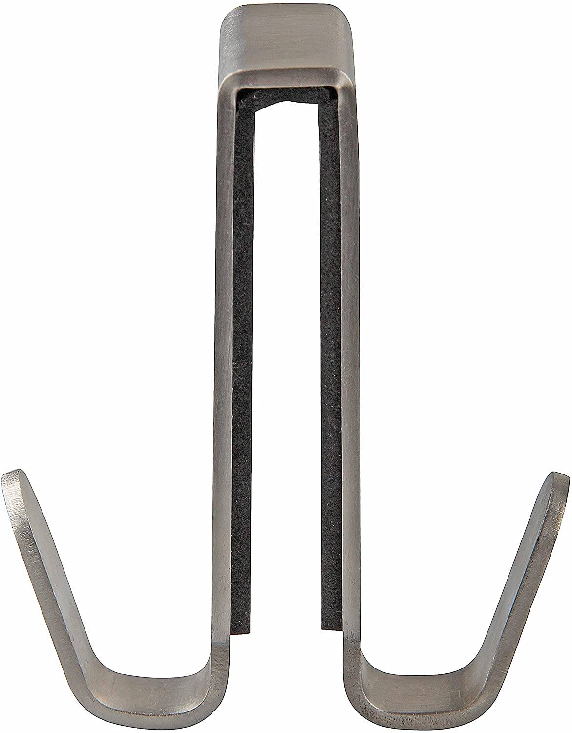 Fackelmann Doppelhaken für Glasduschwand TECNO, Handtuchhalter aus Edelstahl, Kleiderhaken zum Einhängen in die Duschtür (Farbe: Silber), Menge: