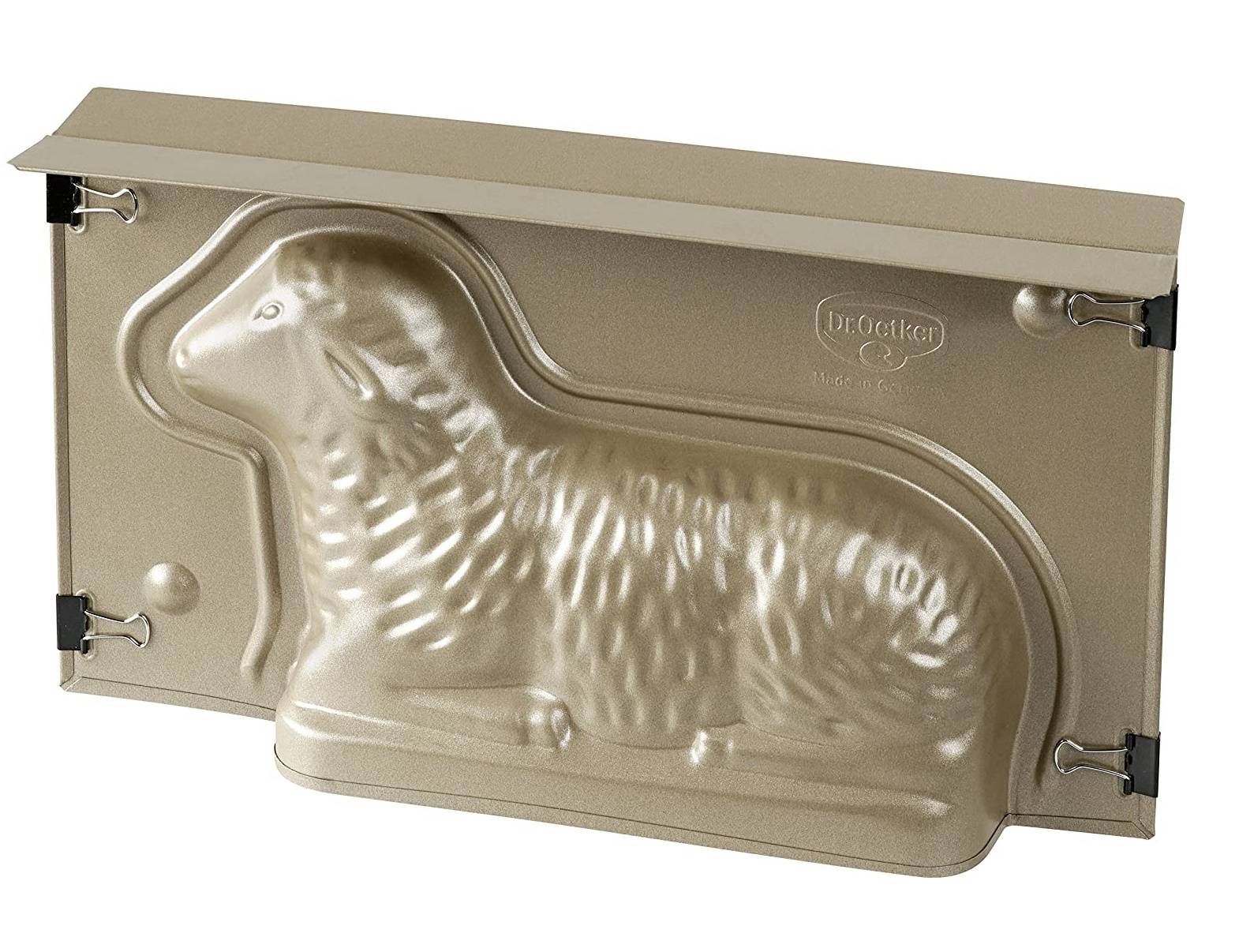 Dr. Oetker Lammbackform Goldiges Ostern, hochwertige Lammform, Osterbackform aus Stahlblech, Backform mit Antihaftbeschichtung, Form für die