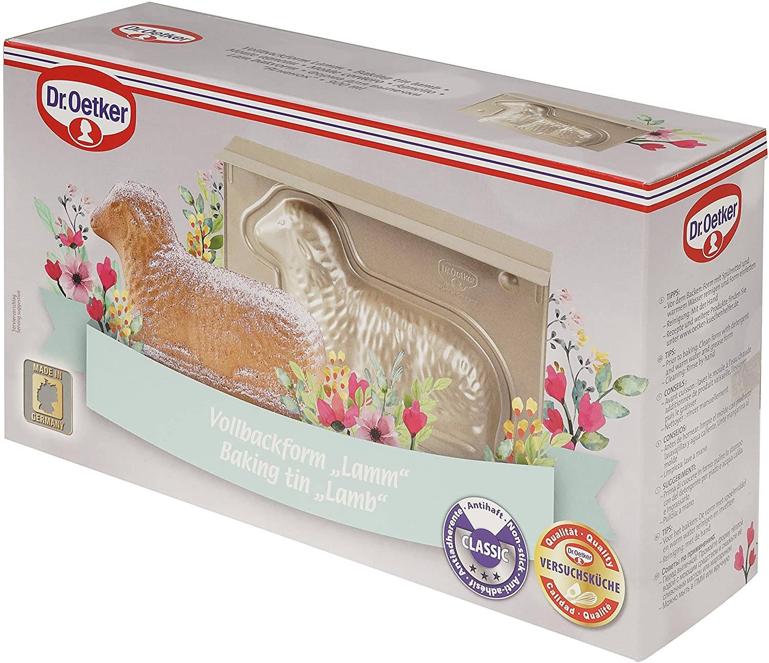 Dr. Oetker Lammbackform Goldiges Ostern, hochwertige Lammform, Osterbackform aus Stahlblech, Backform mit Antihaftbeschichtung, Form für die