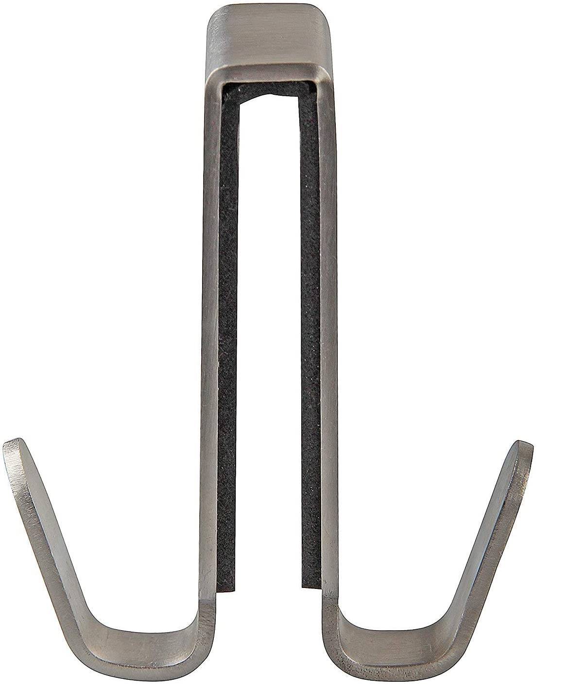 FACKELMANN Doppelhaken für Glasduschwand Tecno, Handtuchhalter aus Edelstahl, Kleiderhaken zum Einhängen in die Duschtür (Farbe: Silber), Menge: (4