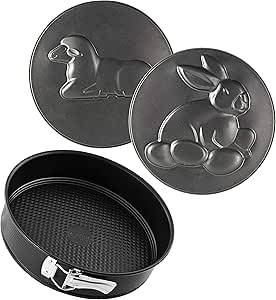 Zenker Springform Ø 26 cm SPECIAL CREATIVE, Backform mit 2 Motivböden, runde Kuchenform mit Antihaftbeschichtung, kreatives Backen (Farbe: Schwarz)