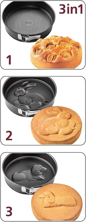 Zenker Springform Ø 26 cm SPECIAL CREATIVE, Backform mit 2 Motivböden, runde Kuchenform mit Antihaftbeschichtung, kreatives Backen (Farbe: Schwarz)