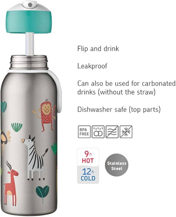 Mepal - Thermoflasche Flip-Up Campus - Isolierte Trinkflaschen für Kinder - Edelstahl Thermosflasche - 9 Stunden heiß & 12 Stunden kalt - BPA-frei