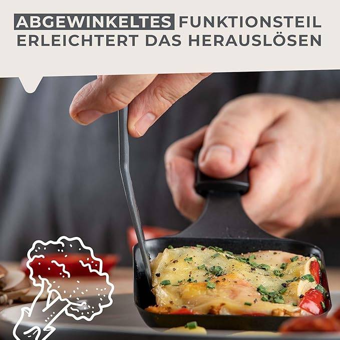 Fackelmann Statement Spachtel für Raclette 4er Set  Schaber mit ergonomischem Griff und Daumenmulde  Raclett-Schieber im praktischen 4 Stk Bundle