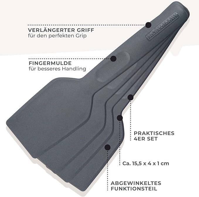 Fackelmann Statement Spachtel für Raclette 4er Set  Schaber mit ergonomischem Griff und Daumenmulde  Raclett-Schieber im praktischen 4 Stk Bundle
