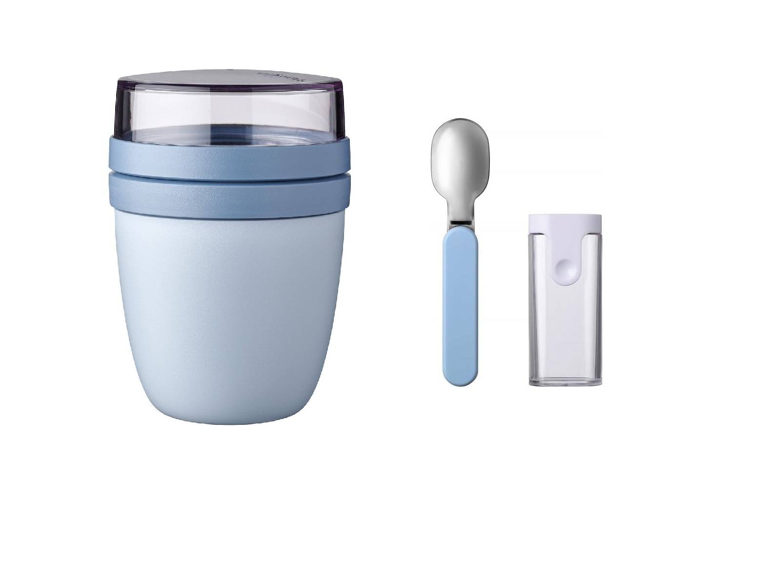 Mepal - Klapplöffel Set mit Lunchpot Ellipse - Praktischer Joghurtbecher & Müslibecher - Unterteilung für Joghurt & Müsli - Geeignet für Gefriers