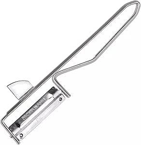 Fackelmann Universalschäler, Spargelschäler aus Edelstahl, Sparschäler für Obst und Gemüse (Farbe: Silber), Menge: 1 Stück