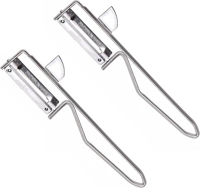 Fackelmann Sparschäler 2er Set  Schäler aus rostfreiem Edelstahl  Hochwertige Gemüseschäler mit geschärftem Ausstecher  Spargelschäler/Pen